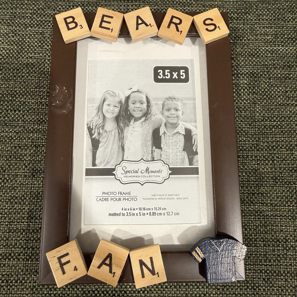 Chicago Bears Fan Uniform Picture Frame 3.5"x5" Scrabble Letters Tabletop Wall